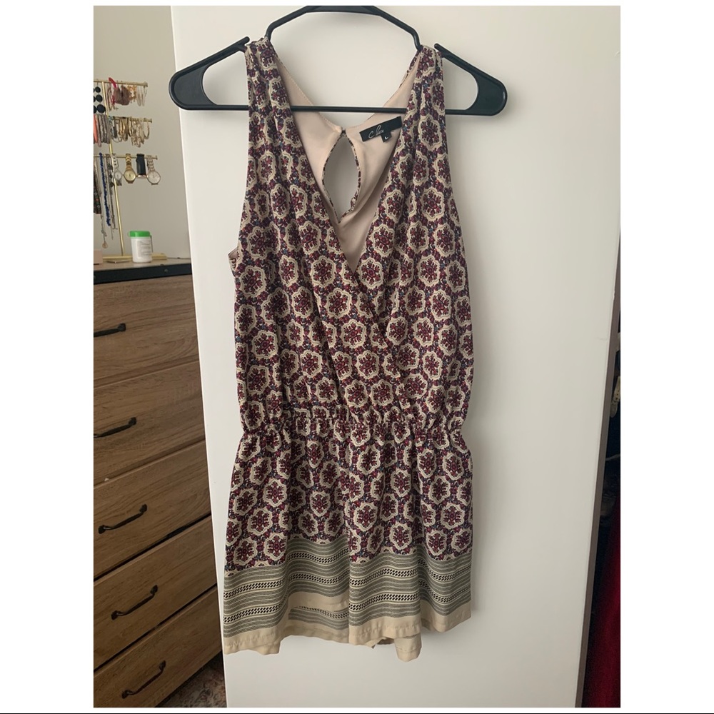 Floral geometric romper